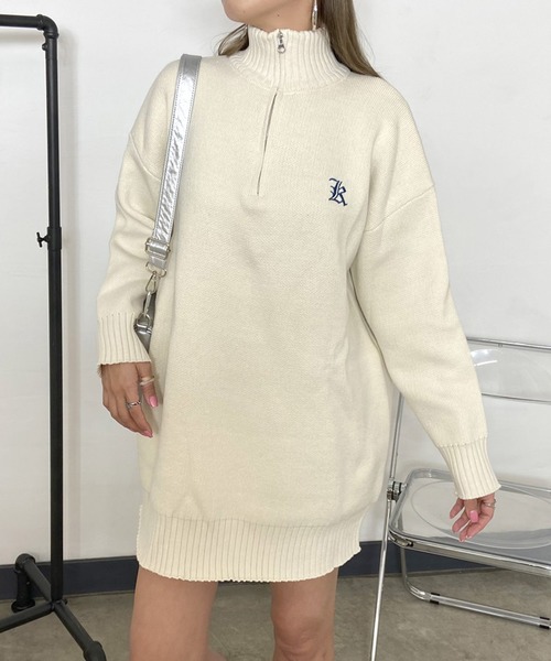 non-hedge(ノンヘッジ)の「ジップハイネックニットミニ丈ワンピース(ワンピース・レディース・アイボリー/ブラック/グレー・FREE)」の11枚目の写真