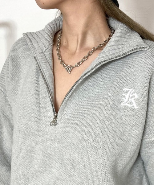 non-hedge(ノンヘッジ)の「ジップハイネックニットミニ丈ワンピース(ワンピース・レディース・アイボリー/ブラック/グレー・FREE)」の22枚目の写真