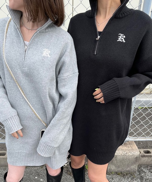 non-hedge(ノンヘッジ)の「ジップハイネックニットミニ丈ワンピース(ワンピース・レディース・アイボリー/ブラック/グレー・FREE)」の19枚目の写真