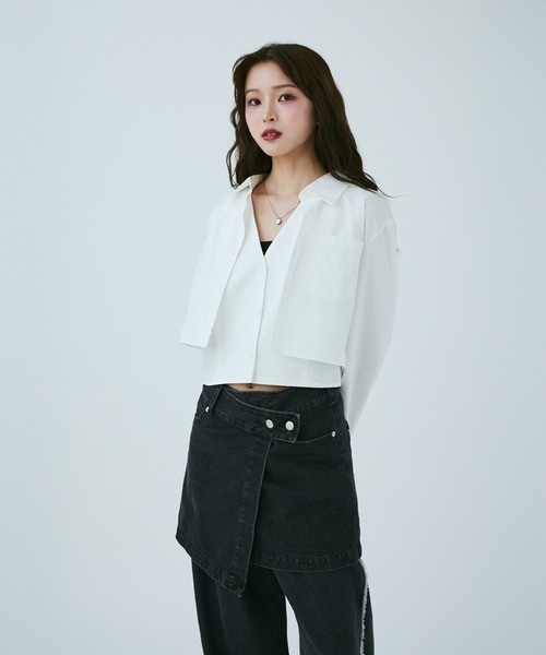 MIEL CRISHUNANT(ミエルクリシュナ)の「【 5color 】お気に入り8000人突破!3wayレイヤードシャツ(シャツ/ブラウス・レディース・ピンク/カーキ/ホワイト/アッシュグレー/サックスブルー・FREE)」の2枚目の写真