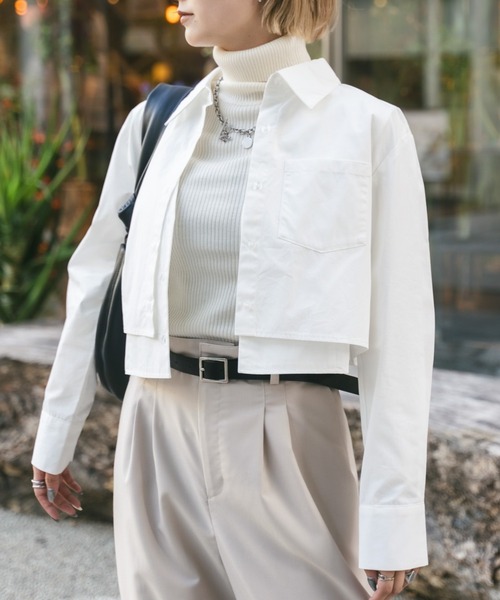 MIEL CRISHUNANT(ミエルクリシュナ)の「【 5color 】お気に入り8000人突破!3wayレイヤードシャツ(シャツ/ブラウス・レディース・ピンク/カーキ/ホワイト/アッシュグレー/サックスブルー・FREE)」の7枚目の写真