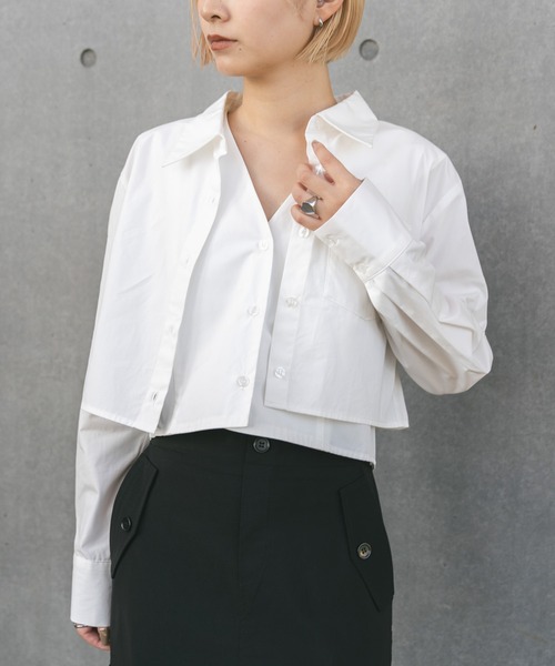 MIEL CRISHUNANT(ミエルクリシュナ)の「【 5color 】お気に入り8000人突破!3wayレイヤードシャツ(シャツ/ブラウス・レディース・ピンク/カーキ/ホワイト/アッシュグレー/サックスブルー・FREE)」の17枚目の写真