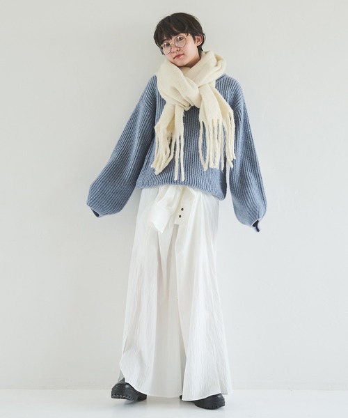 Crisp（クリスプ）の「バルキーマフラー（マフラー・レディース・グリーン/パープル・FREE）」の4枚目の写真