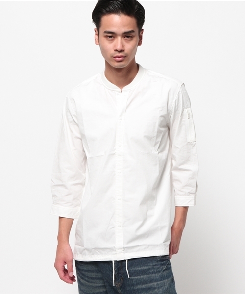 WEGO（ウィゴー）の「WEGO/ブロード MA-1シャツ（シャツ/ブラウス・メンズ・サックスブルー/ホワイト・LARGE/MEDIUM）」の2枚目の写真