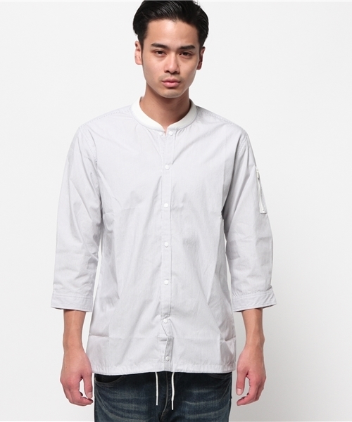 WEGO（ウィゴー）の「WEGO/ブロード MA-1シャツ（シャツ/ブラウス・メンズ・サックスブルー/ホワイト・LARGE/MEDIUM）」の3枚目の写真