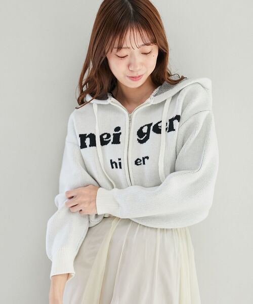 MAJESTIC LEGON（マジェスティックレゴン）の「ショートロゴジップニット（パーカー・レディース・グレー/アイボリー/ピンク・MEDIUM）」の2枚目の写真