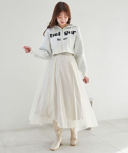 MAJESTIC LEGON（マジェスティックレゴン）の「ショートロゴジップニット（パーカー・レディース・グレー/アイボリー/ピンク・MEDIUM）」の13枚目の写真