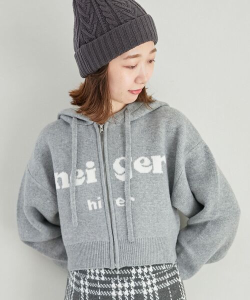 MAJESTIC LEGON（マジェスティックレゴン）の「ショートロゴジップニット（パーカー・レディース・グレー/アイボリー/ピンク・MEDIUM）」の8枚目の写真