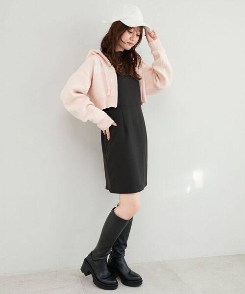 MAJESTIC LEGON（マジェスティックレゴン）の「ショートロゴジップニット（パーカー・レディース・グレー/アイボリー/ピンク・MEDIUM）」の15枚目の写真