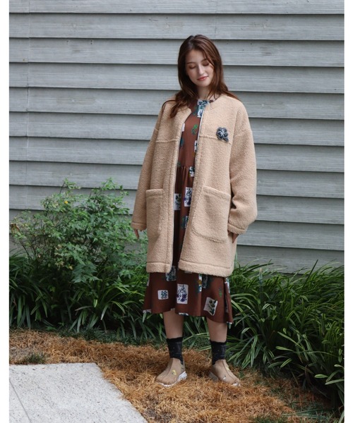 SUPER HAKKA(スーパーハッカ)の「コットンビエラ スクエアウィンドウプリントワンピース(プルオーバー/裏地無し)(ワンピース・レディース・ブラック/ブラウン・FREE)」の4枚目の写真