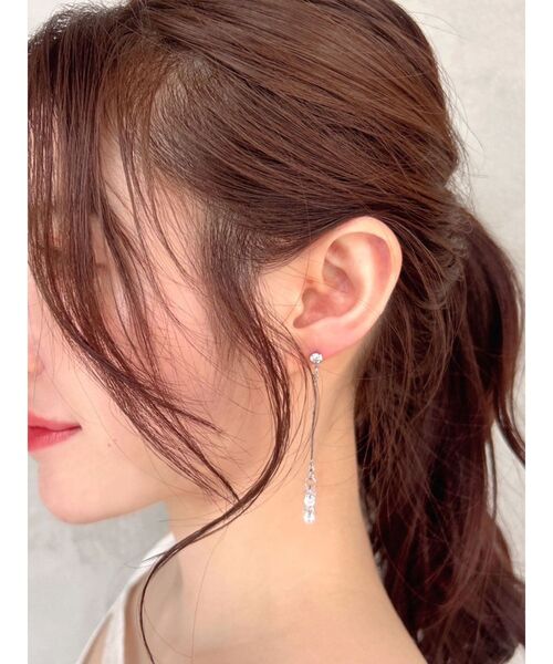 RESEXXY（リゼクシー）の「ギャザリングストーンピアス（ピアス（両耳用）・レディース・シルバー/ゴールド・FREE）」の2枚目の写真