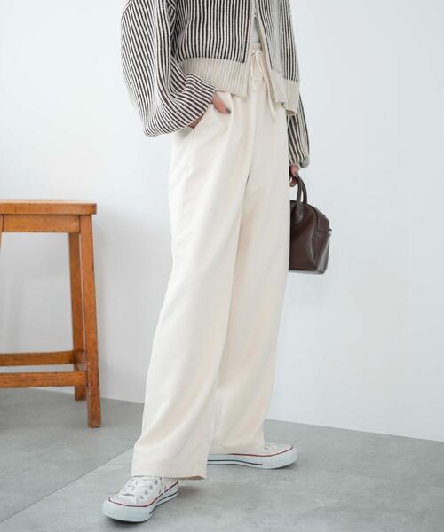 WEGO（ウィゴー）の「WEGO/カラーイージーパンツ（スラックス・レディース・サックスブルー/アイボリー/ダークグレー/ブラック・MEDIUM/SMALL）」の2枚目の写真