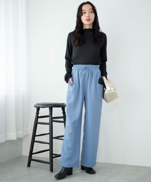 WEGO（ウィゴー）の「WEGO/カラーイージーパンツ（スラックス・レディース・サックスブルー/アイボリー/ダークグレー/ブラック・MEDIUM/SMALL）」の5枚目の写真