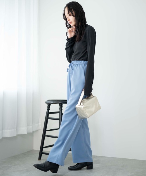 WEGO（ウィゴー）の「WEGO/カラーイージーパンツ（スラックス・レディース・サックスブルー/アイボリー/ダークグレー/ブラック・MEDIUM/SMALL）」の9枚目の写真