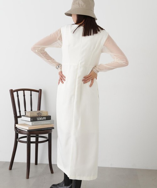 N.（N. Natural Beauty Basic）（エヌエヌナチュラルビューティーベーシック）の「◆ビスチェ切替Ｉラインジャンパースカート（ジャンパースカート・レディース・ライトブルー/オフホワイト/ワンウォッシュ・MEDIUM）」の7枚目の写真