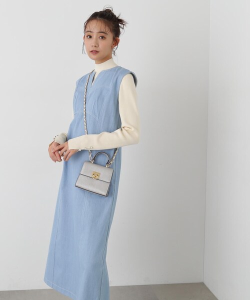 N.（N. Natural Beauty Basic）（エヌエヌナチュラルビューティーベーシック）の「◆ビスチェ切替Ｉラインジャンパースカート（ジャンパースカート・レディース・ライトブルー/オフホワイト/ワンウォッシュ・MEDIUM）」の22枚目の写真