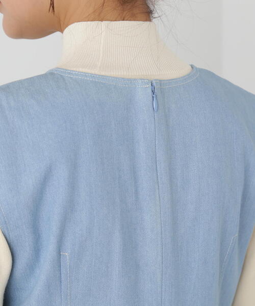 N.（N. Natural Beauty Basic）（エヌエヌナチュラルビューティーベーシック）の「◆ビスチェ切替Ｉラインジャンパースカート（ジャンパースカート・レディース・ライトブルー/オフホワイト/ワンウォッシュ・MEDIUM）」の9枚目の写真