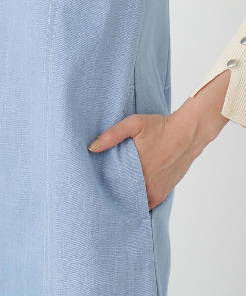 N.（N. Natural Beauty Basic）（エヌエヌナチュラルビューティーベーシック）の「◆ビスチェ切替Ｉラインジャンパースカート（ジャンパースカート・レディース・ライトブルー/オフホワイト/ワンウォッシュ・MEDIUM）」の6枚目の写真