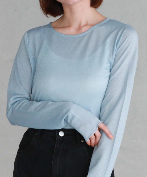 archives（アルシーヴ）の「ラメシアートップス（Tシャツ/カットソー・レディース・ミント/ピンク/グレー/ブルー・MEDIUM）」の3枚目の写真