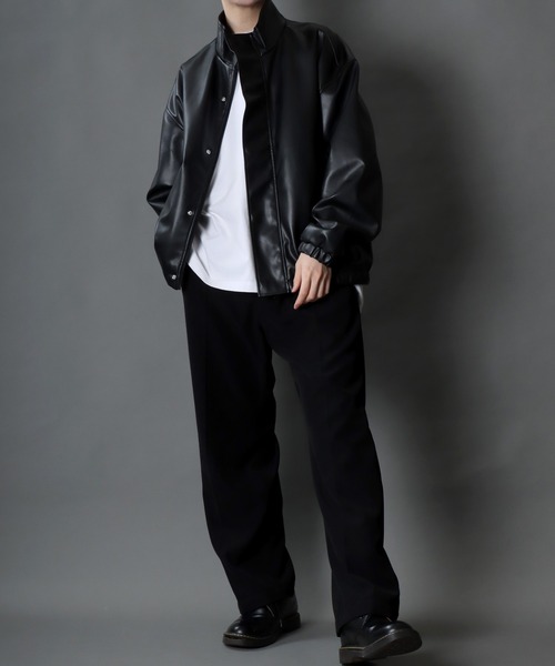 SITRY(シトリー)の「Synthetic Leather Short Mods Coat/シンセティックレザー スタンドショートモッズコート ブルゾン(ブルゾン・メンズ・ブラック・L/LL/M)」の9枚目の写真