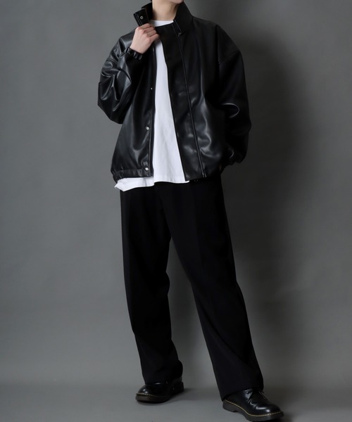 SITRY(シトリー)の「Synthetic Leather Short Mods Coat/シンセティックレザー スタンドショートモッズコート ブルゾン(ブルゾン・メンズ・ブラック・L/LL/M)」の8枚目の写真