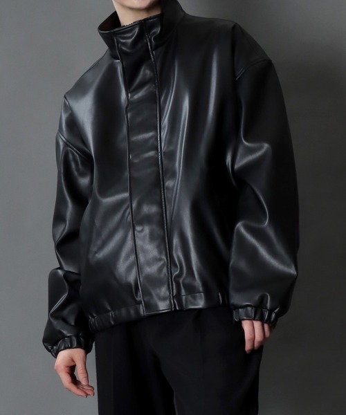 SITRY(シトリー)の「Synthetic Leather Short Mods Coat/シンセティックレザー スタンドショートモッズコート ブルゾン(ブルゾン・メンズ・ブラック・L/LL/M)」の13枚目の写真