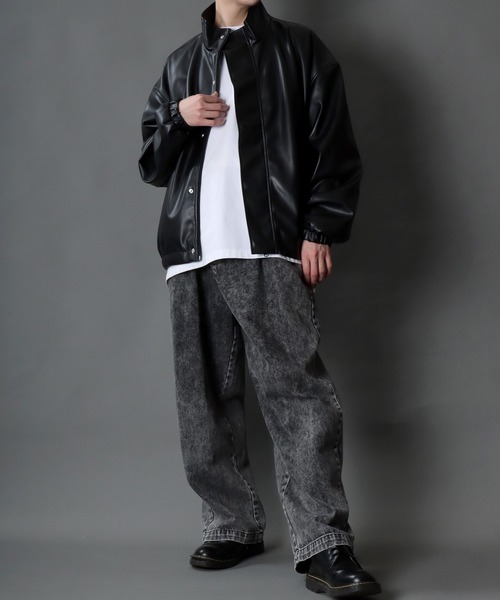 SITRY(シトリー)の「Synthetic Leather Short Mods Coat/シンセティックレザー スタンドショートモッズコート ブルゾン(ブルゾン・メンズ・ブラック・L/LL/M)」の15枚目の写真