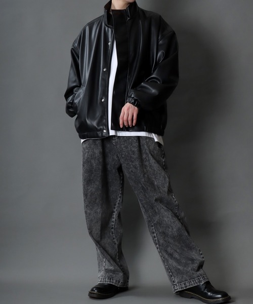 SITRY(シトリー)の「Synthetic Leather Short Mods Coat/シンセティックレザー スタンドショートモッズコート ブルゾン(ブルゾン・メンズ・ブラック・L/LL/M)」の14枚目の写真