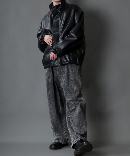 SITRY(シトリー)の「Synthetic Leather Short Mods Coat/シンセティックレザー スタンドショートモッズコート ブルゾン(ブルゾン・メンズ・ブラック・L/LL/M)」の18枚目の写真