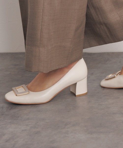 【Made in Japan】スクエアバックルチャンキーヒールパンプス/ 643103（パンプス）｜卑弥呼（ヒミコ）