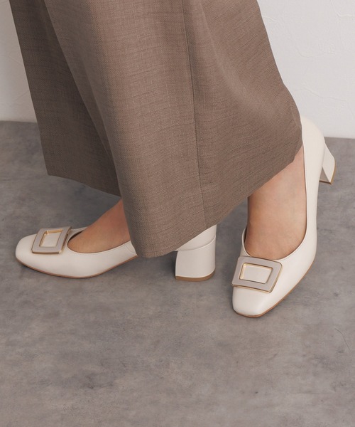 【Made in Japan】スクエアバックルチャンキーヒールパンプス/ 643103（パンプス）｜卑弥呼（ヒミコ）