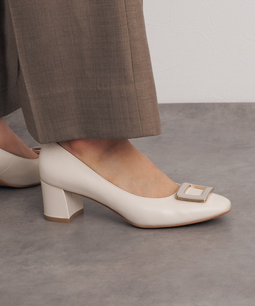 【Made in Japan】スクエアバックルチャンキーヒールパンプス/ 643103（パンプス）｜卑弥呼（ヒミコ）