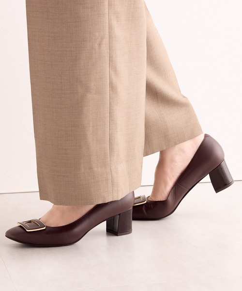 【Made in Japan】スクエアバックルチャンキーヒールパンプス/ 643103（パンプス）｜卑弥呼（ヒミコ）