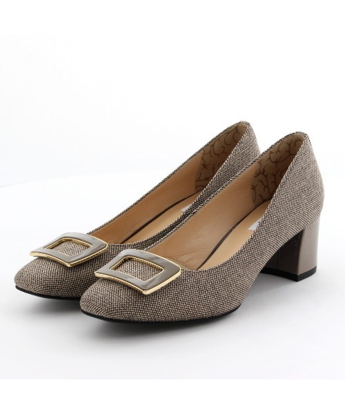 【Made in Japan】スクエアバックルチャンキーヒールパンプス/ 643103（パンプス）｜卑弥呼（ヒミコ）