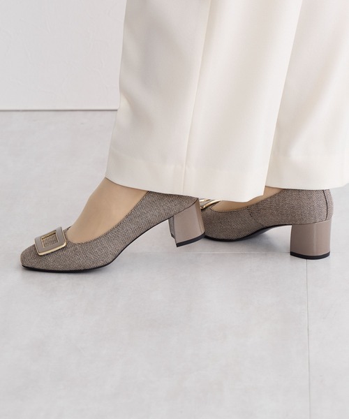 【Made in Japan】スクエアバックルチャンキーヒールパンプス/ 643103（パンプス）｜卑弥呼（ヒミコ）