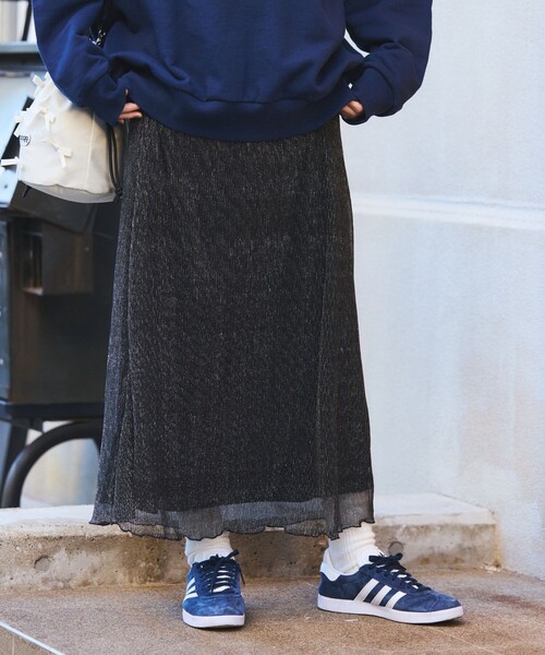 FREAK'S STORE（フリークスストア）の「シアーラメ プリーツスカート（スカート・レディース・シルバー/ブラック/ピンク・ﾌﾘ-）」の5枚目の写真