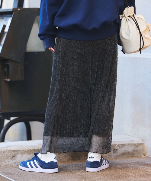 FREAK'S STORE（フリークスストア）の「シアーラメ プリーツスカート（スカート・レディース・シルバー/ブラック/ピンク・ﾌﾘ-）」の9枚目の写真