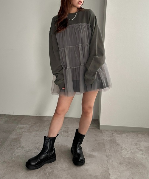 apres jour mignon（アプレジュールミニョン）の「チュールスウェット【ZOZOTOWN限定アイテム】（スウェット・レディース・ブラック系その他/ブラック・フリー/X-LARGE）」の15枚目の写真