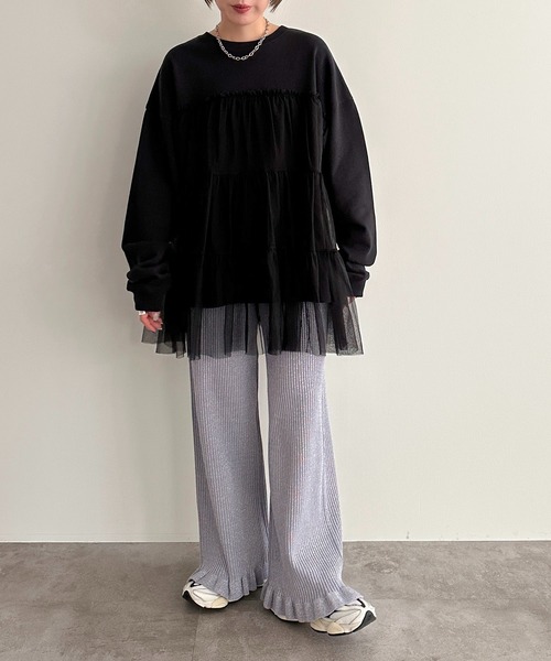 apres jour mignon（アプレジュールミニョン）の「チュールスウェット【ZOZOTOWN限定アイテム】（スウェット・レディース・ブラック系その他/ブラック・フリー/X-LARGE）」の8枚目の写真