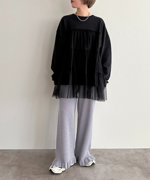 apres jour mignon（アプレジュールミニョン）の「チュールスウェット【ZOZOTOWN限定アイテム】（スウェット・レディース・ブラック系その他/ブラック・フリー/X-LARGE）」の9枚目の写真