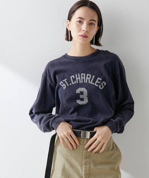Whim Gazette（ウィムガゼット）の「ナンバーロングTシャツ（Tシャツ/カットソー・レディース・ネイビー/オフホワイト・FREE）」の4枚目の写真