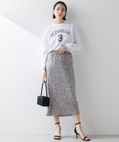 Whim Gazette（ウィムガゼット）の「ナンバーロングTシャツ（Tシャツ/カットソー・レディース・ネイビー/オフホワイト・FREE）」の13枚目の写真