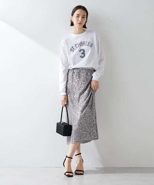 Whim Gazette（ウィムガゼット）の「ナンバーロングTシャツ（Tシャツ/カットソー・レディース・ネイビー/オフホワイト・FREE）」の21枚目の写真