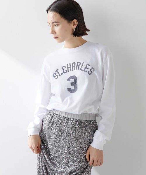 Whim Gazette（ウィムガゼット）の「ナンバーロングTシャツ（Tシャツ/カットソー・レディース・ネイビー/オフホワイト・FREE）」の14枚目の写真