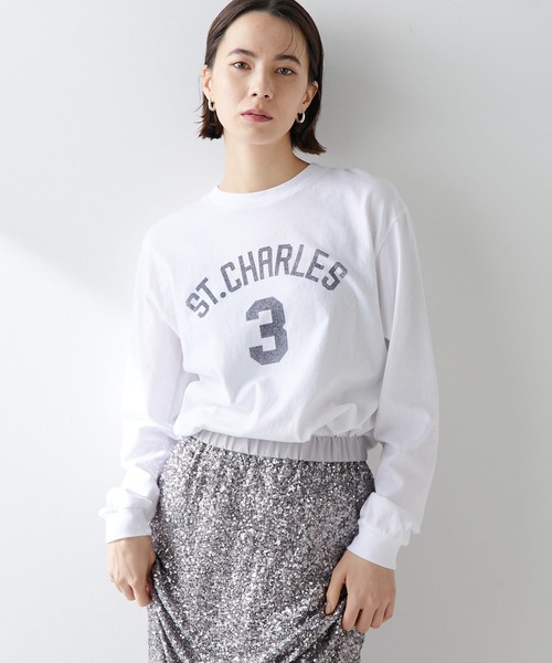 Whim Gazette（ウィムガゼット）の「ナンバーロングTシャツ（Tシャツ/カットソー・レディース・ネイビー/オフホワイト・FREE）」の22枚目の写真