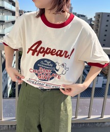 【POWER TO THE PEOPLE】ヴィンテージ風 ゴーストサガラ刺繍 リンガーTシャツ