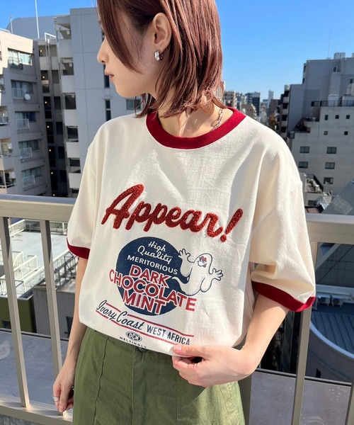 ADPOSION(アドポーション)の「【POWER TO THE PEOPLE】ヴィンテージ風 ゴーストサガラ刺繍 リンガーTシャツ(Tシャツ/カットソー・レディース・ホワイト系1/ホワイト系2/ホワイト系3・MEDIUM/LARGE/X-LARGE)」の6枚目の写真