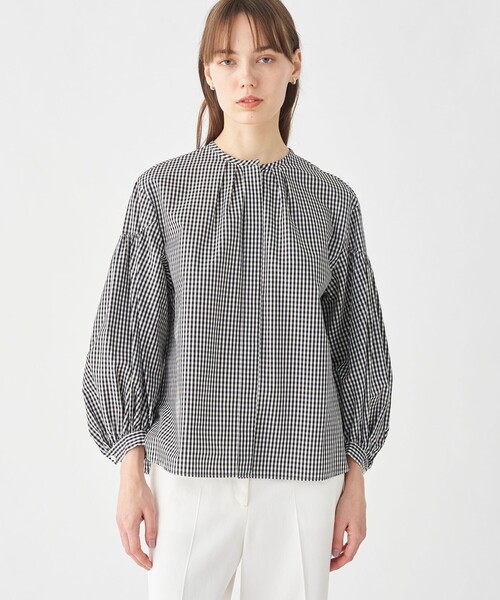 BALLSEY(ボールジィ)の「コットンキュプラギンガムチェック ギャザーパフブラウス(シャツ/ブラウス・レディース・グレー系その他・36)」の3枚目の写真