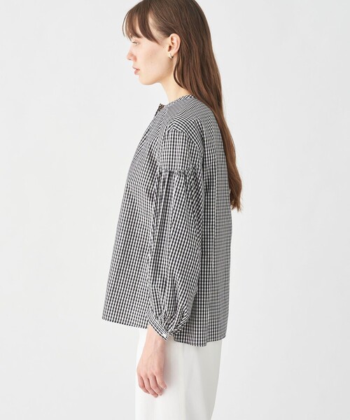 BALLSEY(ボールジィ)の「コットンキュプラギンガムチェック ギャザーパフブラウス(シャツ/ブラウス・レディース・グレー系その他・36)」の4枚目の写真