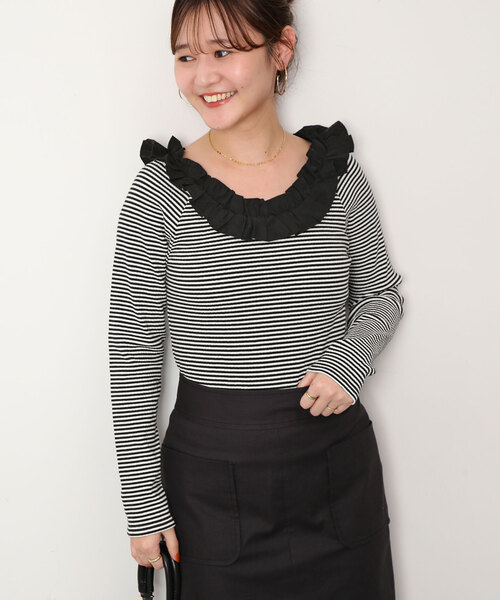 「SLOBE IENA」 長袖カットソー FREE レッド レディース SLOBE IENA 「SLOBE IENA」 長袖カットソー SMALL レッド